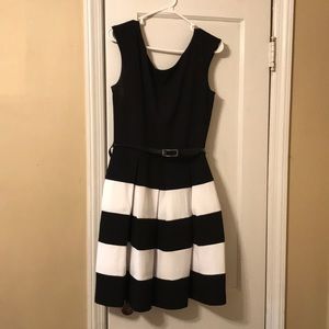 Black and White Laura Dress with Belt